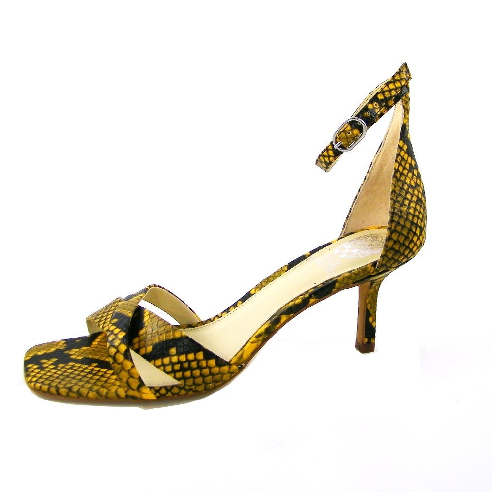 Vince Camuto women's High Heel Sandals 9.5 M Retro Python V-C Sarriss